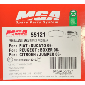 MGA-55121 Arka Fren Balatası 77364016 4253.60 WVA No 24465 Fiat Ducato Peugeot Boxer Citroen Jumper