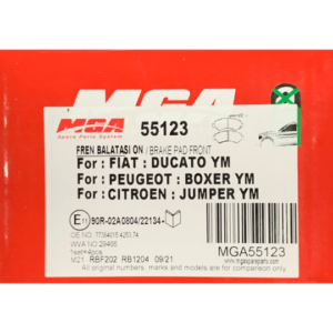 MGA-55123 Ön Fren Balatası 77364015 4253.74 WVA No 29466 Fiat Ducato Peugeot Boxer Citroen Jumper