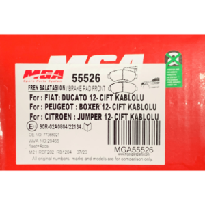 MGA-55526 Ön Fren Balatası 77366021 WVA No 29466 Fiat Ducato Peugeot Boxer Citroen Jumper