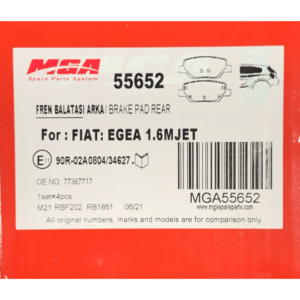 MGA-55652 Arka Fren Balatası 77367717 Fiat Egea